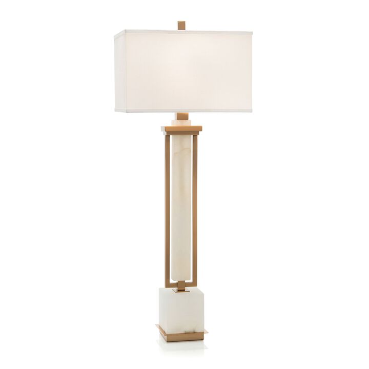Coffee Bronze and White Alabaster Buffet Lamp