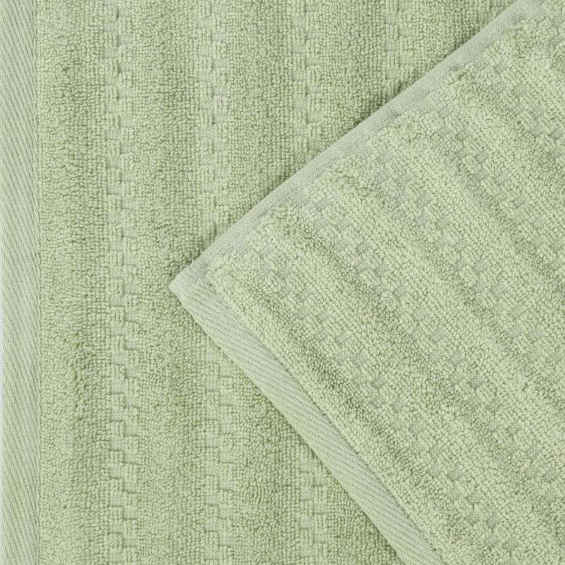 Zero Twist Cotton Waffle Stripe Towel Set Plush Absorbent Towels image number 3