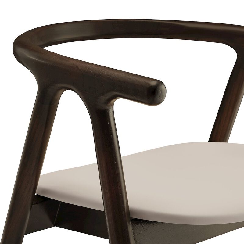 Modway Henry Solid Wood Curved Back Dining Chair in Black &ndash; Single Wood Dining Chair with Faux Leather Upholstered Seat &ndash; Modern Dining Room Armchair or Accent Chair image number 6