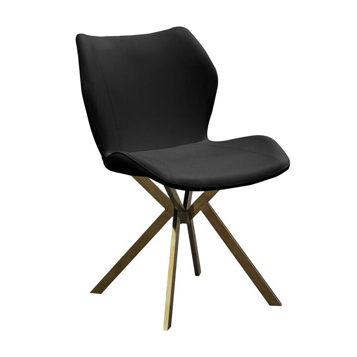 Dining Chair W/ Black Seat And Gold Legs, Set Of 4