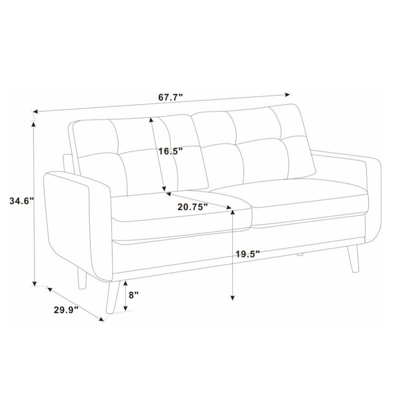 Samzum Mid-Century Modern Upholstered Tufted Loveseat image number 9