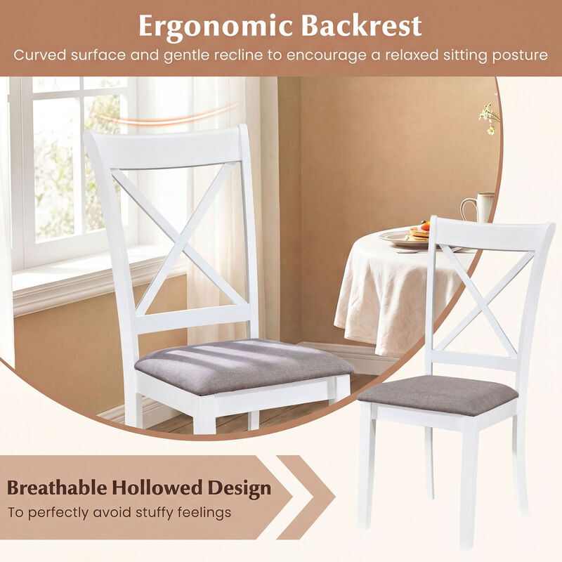 Set of 4 Dining Room Chairs with Rubber Wood Frame and Padded Seats image number 4