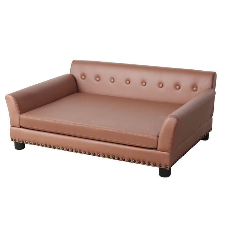 Dog Couch Pet Sofa Bed Luxury Anti-wear Leather Dog Cat Snuggle Lounger