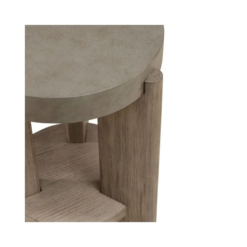 Liberty Furniture Affinity Chairside Table for Living Room - Dusty Taupe Faux Concrete Tops image number 3
