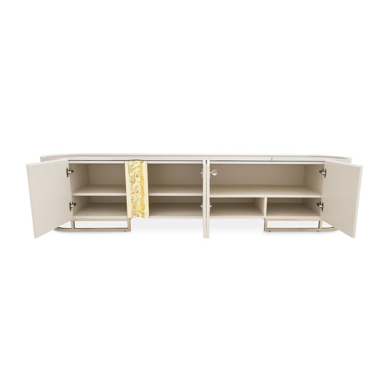 Michael Amini Lisbon Media Cabinet - Silken Matte Cream image number 4