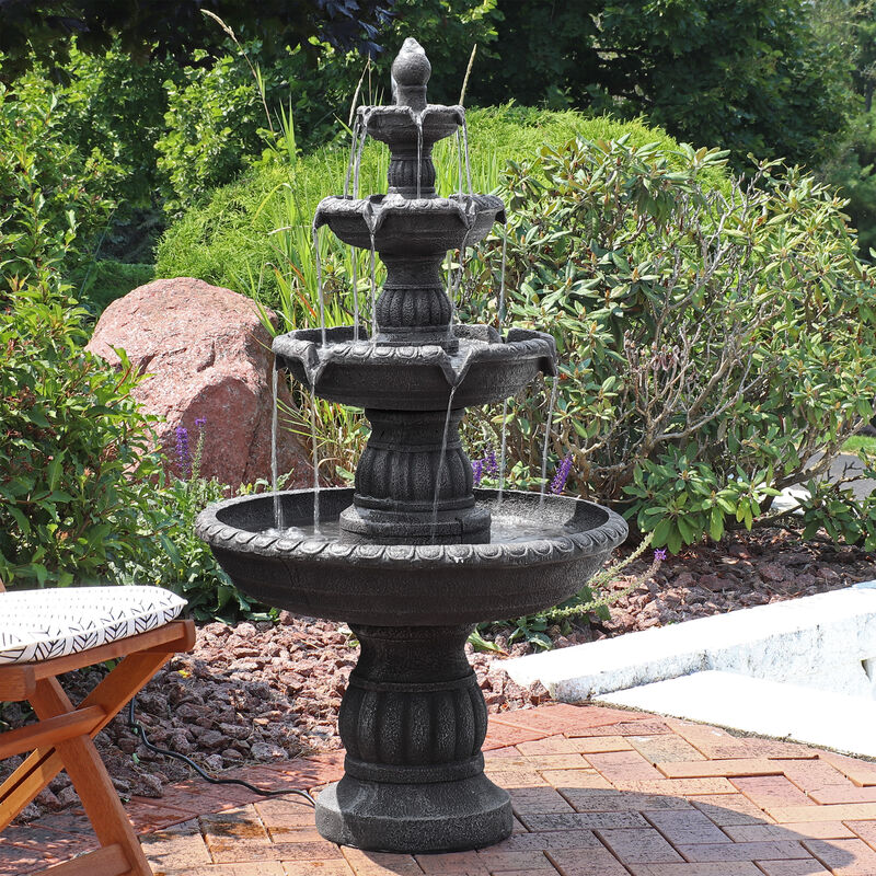 Sunnydaze 49" 4-Tier Outdoor Water Fountain, Lion Head Top, Electric Pump image number 1