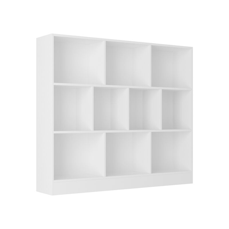 55.1 in. W x 40.9 in. H White Wooden 10-Shelf Freestanding Standard Bookcase Display Bookshelf With Cubes