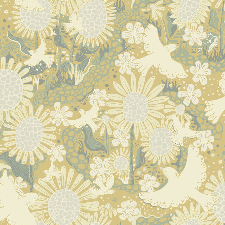 Dr&Atilde;&para;mma Butter Songbirds and Sunflowers Wallpaper (Set of 2)