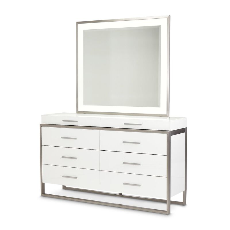 Michael Amini Marquee Dresser with Mirror - Cloud White