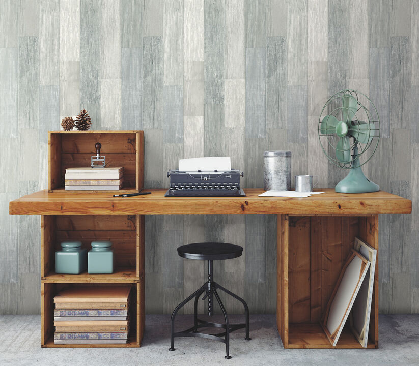 Pallet Board Blue Wallpaper (Set of 2)
