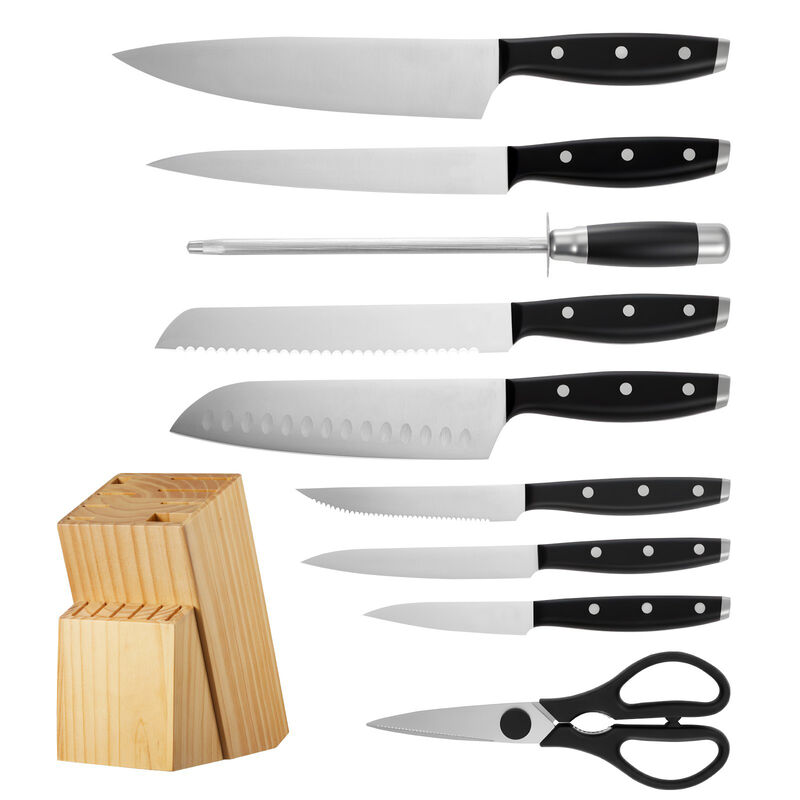 15 Piece Kitchen Knife Set with Block and Sharpener, High Carbon Stainless Steel Cutlery image number 0