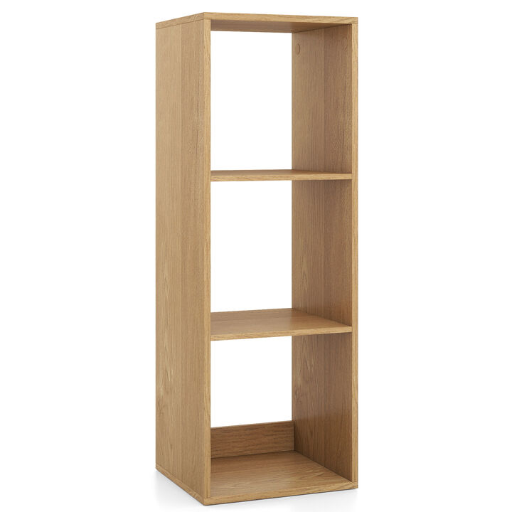 Compact 3 Cube Bookcase with Back Guardrail for Bedroom