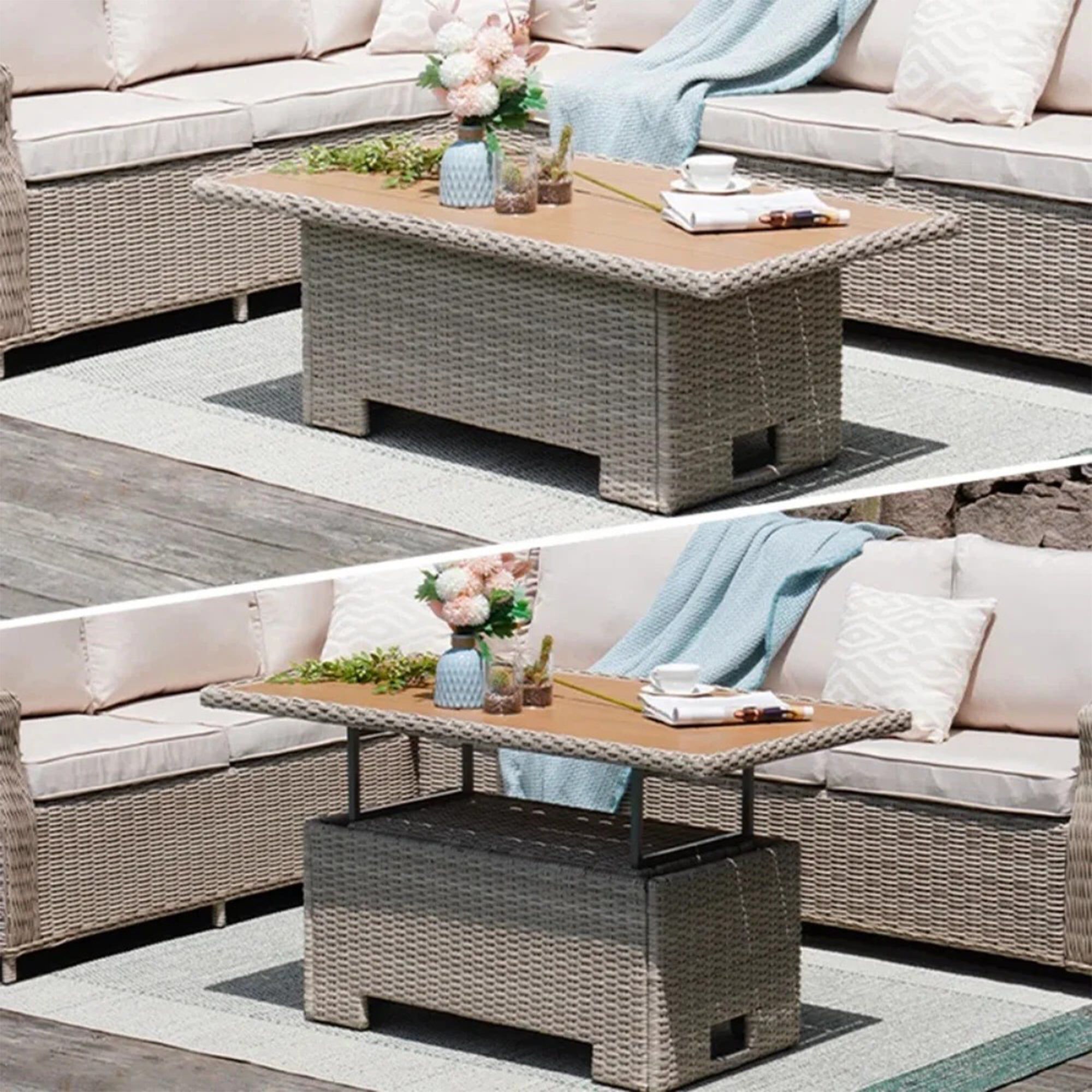 Mondawe Outdoor Detachable Rattan Lifting Table