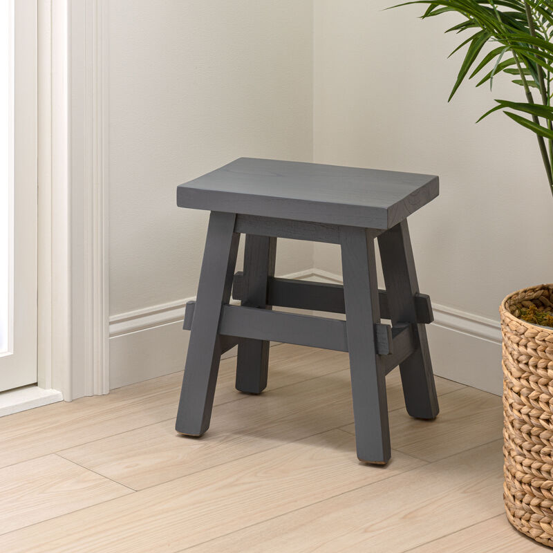 Revine Rustic Farmhouse Solid Mindi Wood Handcrafted Accent Stool image number 1