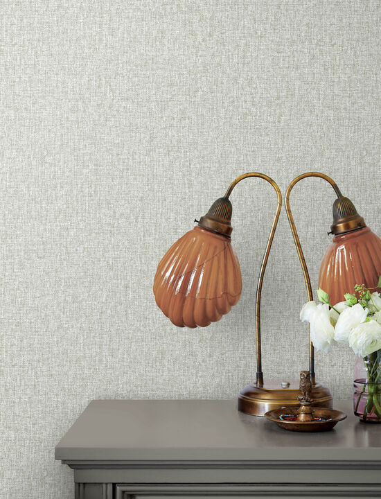 Halliday Light Grey Faux Linen Wallpaper (Set of 2)