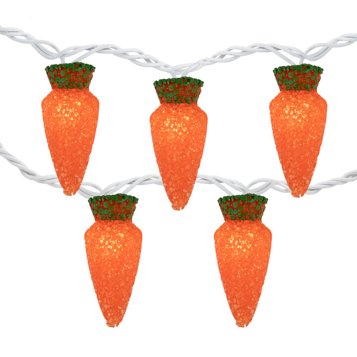 10-Count Orange Carrot Easter String Light Set  7.25ft White Wire