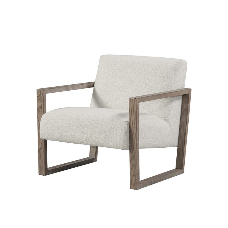 Cvi 31 Inch Armchair, Cushioned Seat, Taupe Framed Legs, Off White Finish