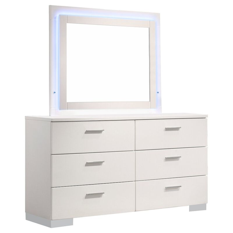 Coaster Co. of America Felicity 6-drawer Dresser with LED Mirror White High Gloss image number 0