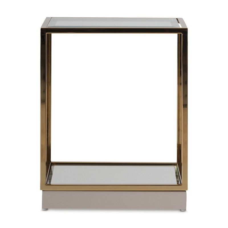 Michael Amini Savannah Breeze End Table - Bright Gold