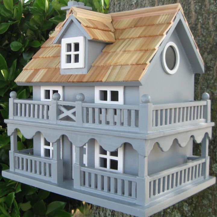 Hivvago Light Blue Wooden Cottage Bird House with Removeable Back
