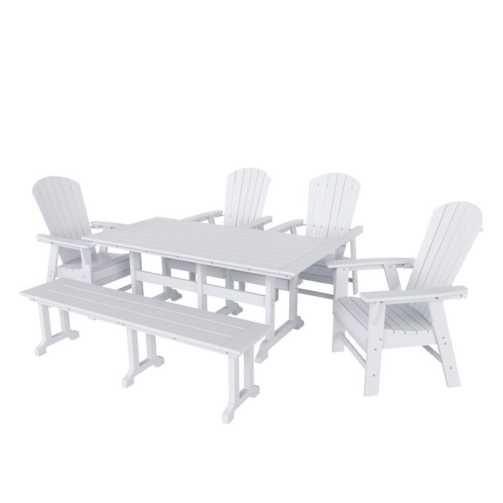 WestinTrends 6 Piece Outdoor Patio Dining Table and Armchair Dining Bench Set