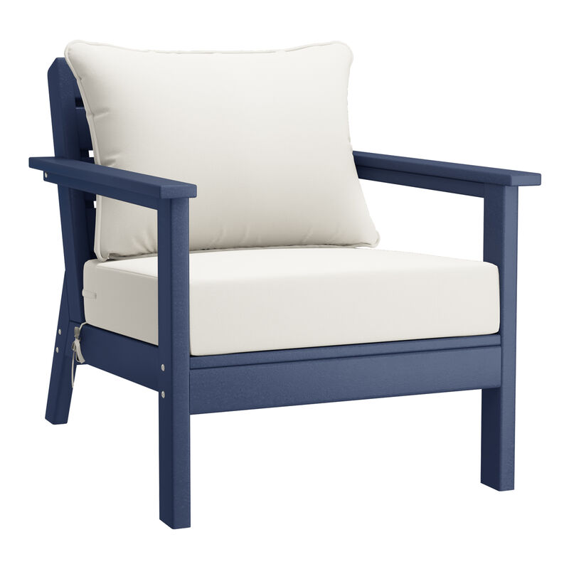WestinTrends Outdoor Modern HDPE Patio Club Chairs with Deep Seat Cushions (Set of 2)