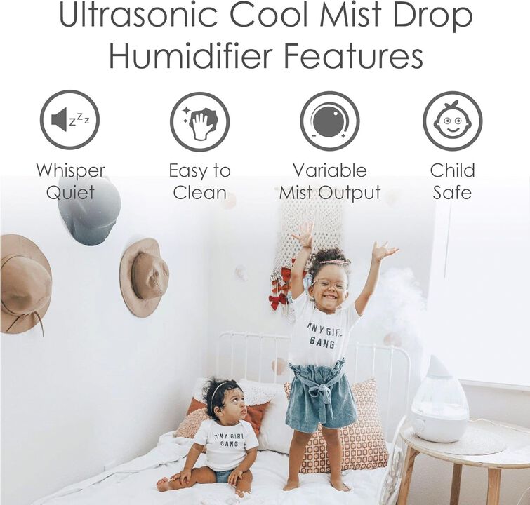 Drop Cool-Mist Humidifier, 1 Gal. - Clear & White
