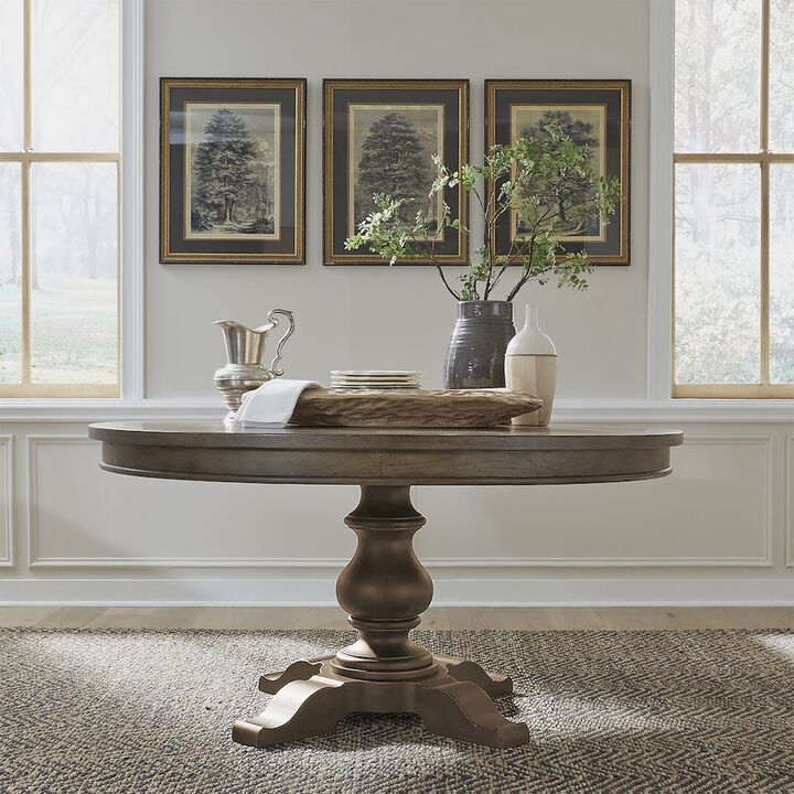 Liberty Furniture Pedestal Table Set in Poplar & Rubberwood Solids w/ White Oak Veneers