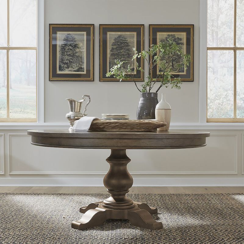 Liberty Furniture Pedestal Table Set in Poplar & Rubberwood Solids w/ White Oak Veneers image number 1