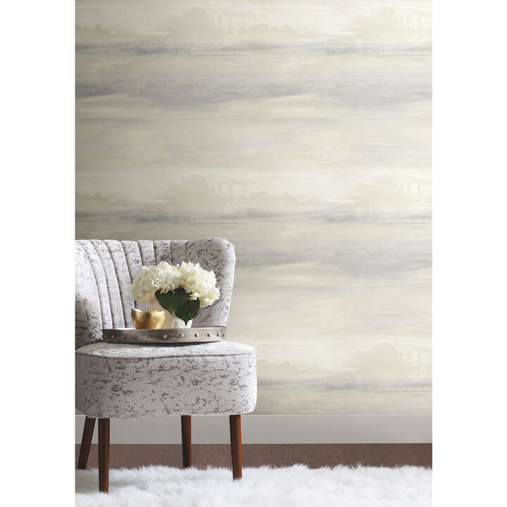 Soothing Mists Scenic White Wallpaper