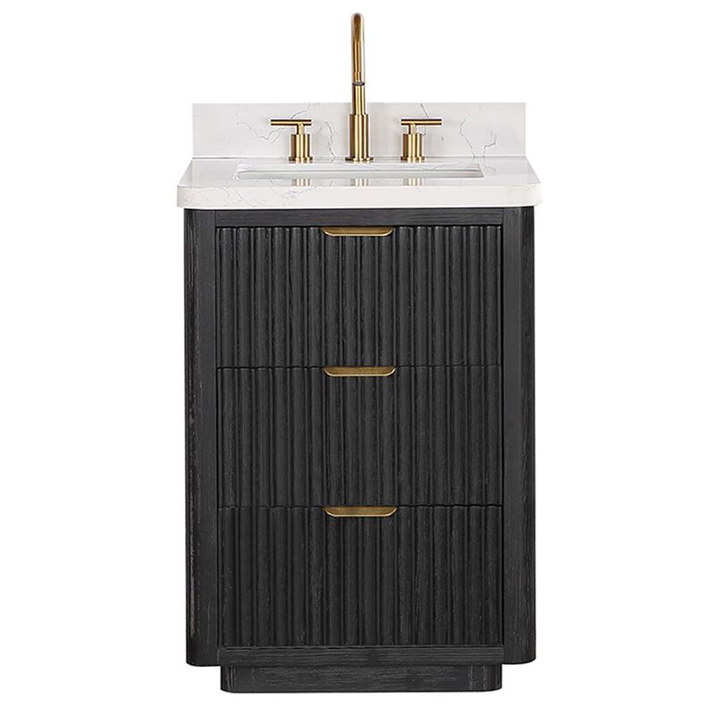 Vinnova Design Free-standing Single Bathroom Vanity with Composite top in Lightning White