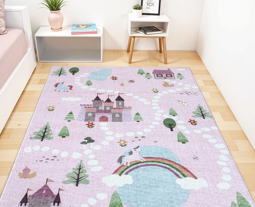 HomeRoots Juvenile Castle and Youthful Area Rug