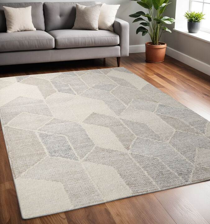 HomeRoots Wool Geometric Hand Woven Area Rug