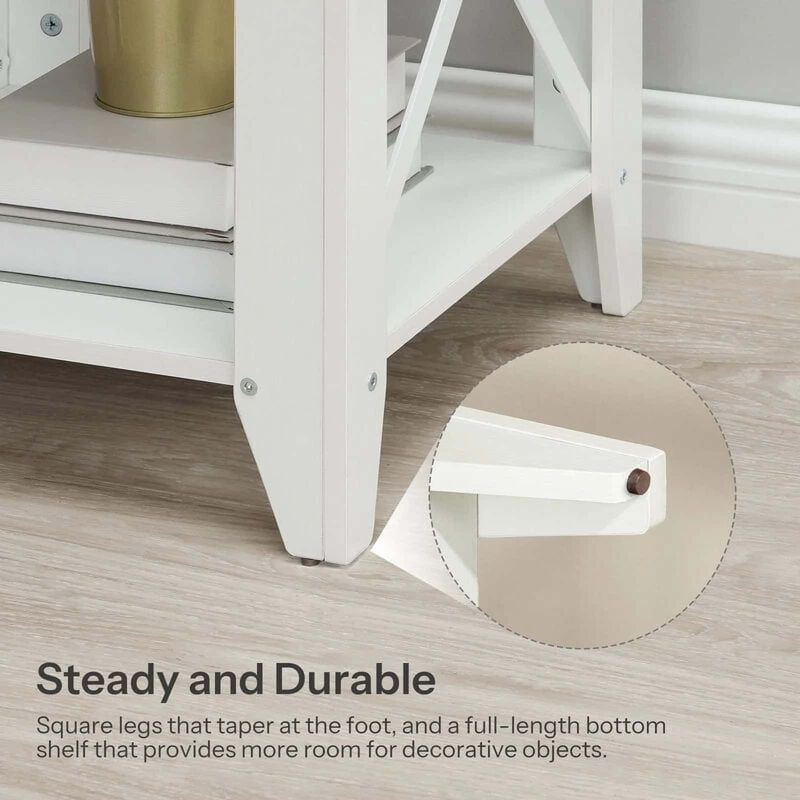 Modern 2-Tier Nightstand with USB Ports, Power Outlets and Storage Shelf-White image number 5