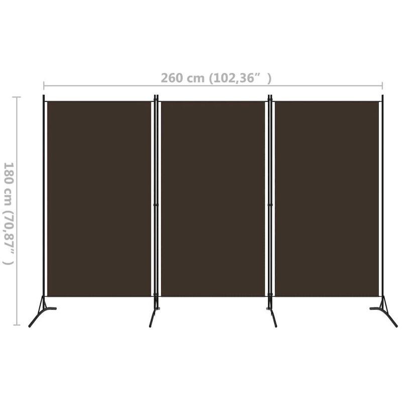 3-Panel Room Divider Brown 102.4"x70.9" Fabric
