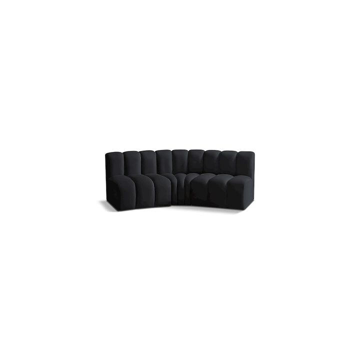 Meridian Furniture Arc Black Velvet Modular Sofa