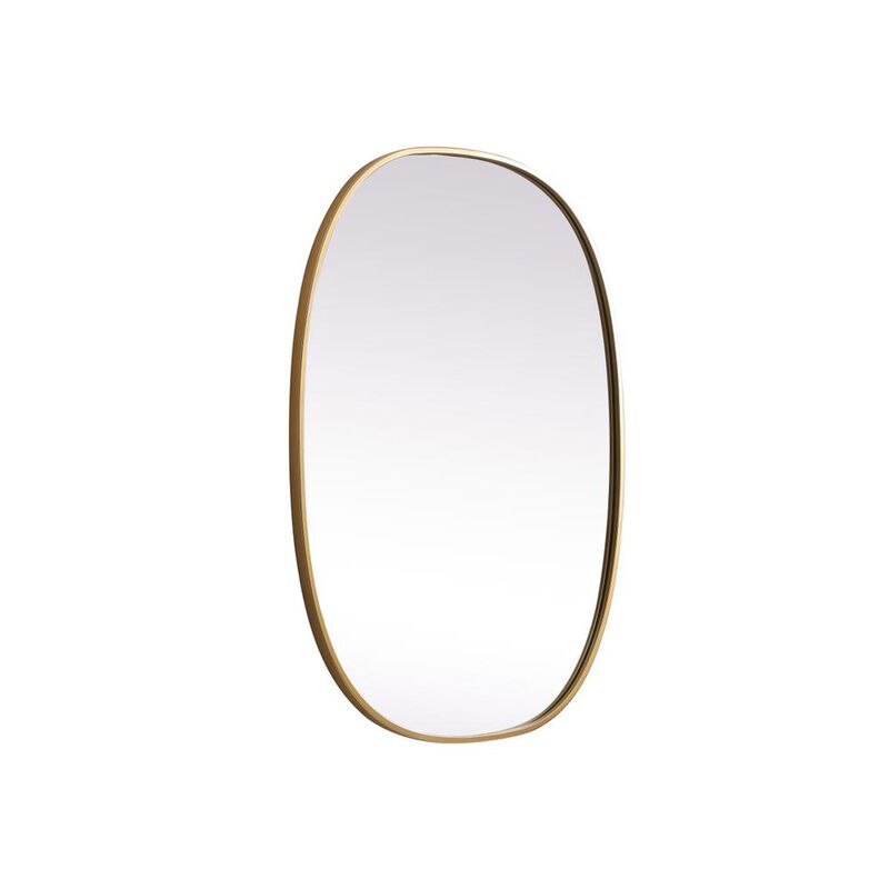 Elegant Decor Metal Frame Oval Mirror 27x36 Inch in Brass