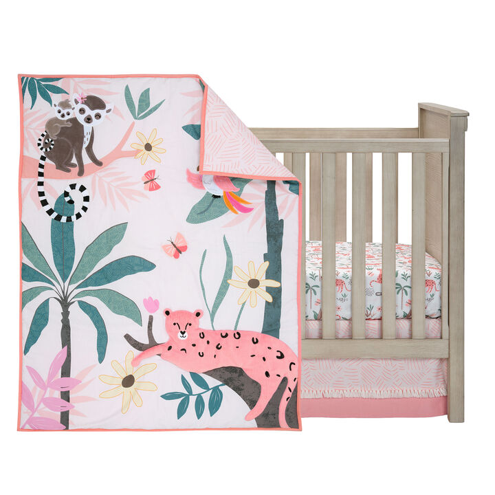 Lambs & Ivy Enchanted Safari Leopard/Lemur Jungle 3-Piece Baby Crib Bedding Set