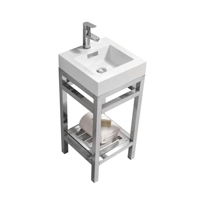 Kubebath Cisco 16 Stainless Steel Console with Acrylic Sink - Chrome