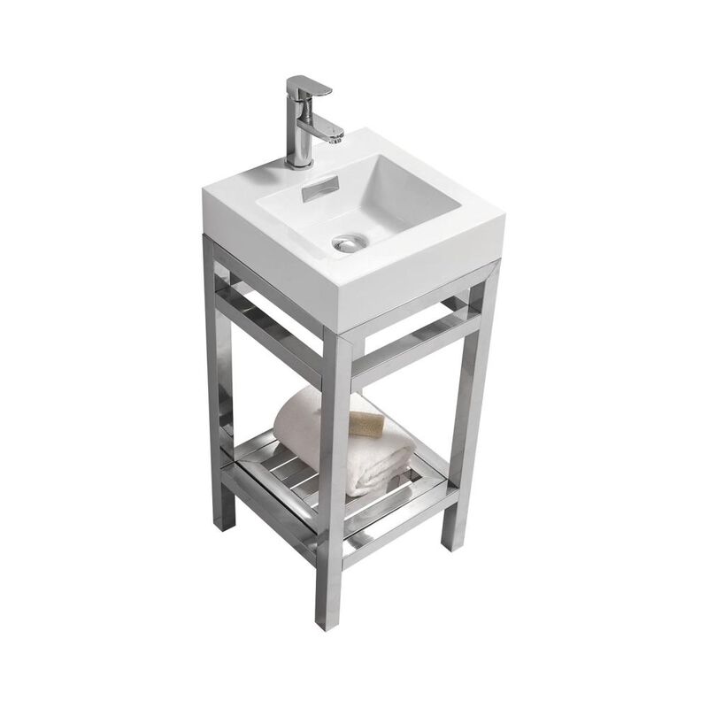 Kubebath Cisco 16 Stainless Steel Console with Acrylic Sink - Chrome