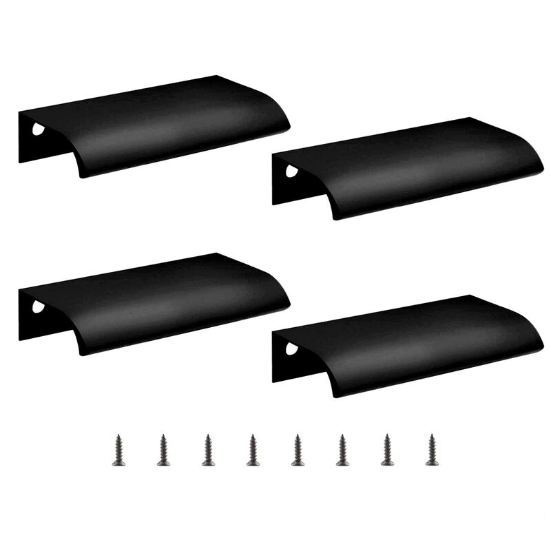 Qjaiune Black Back Mount Finger Edge Pull 80mm/3.15"", Aluminum Hidden Handle Concealed Tab Pulls for Home Kitchen Living Room D