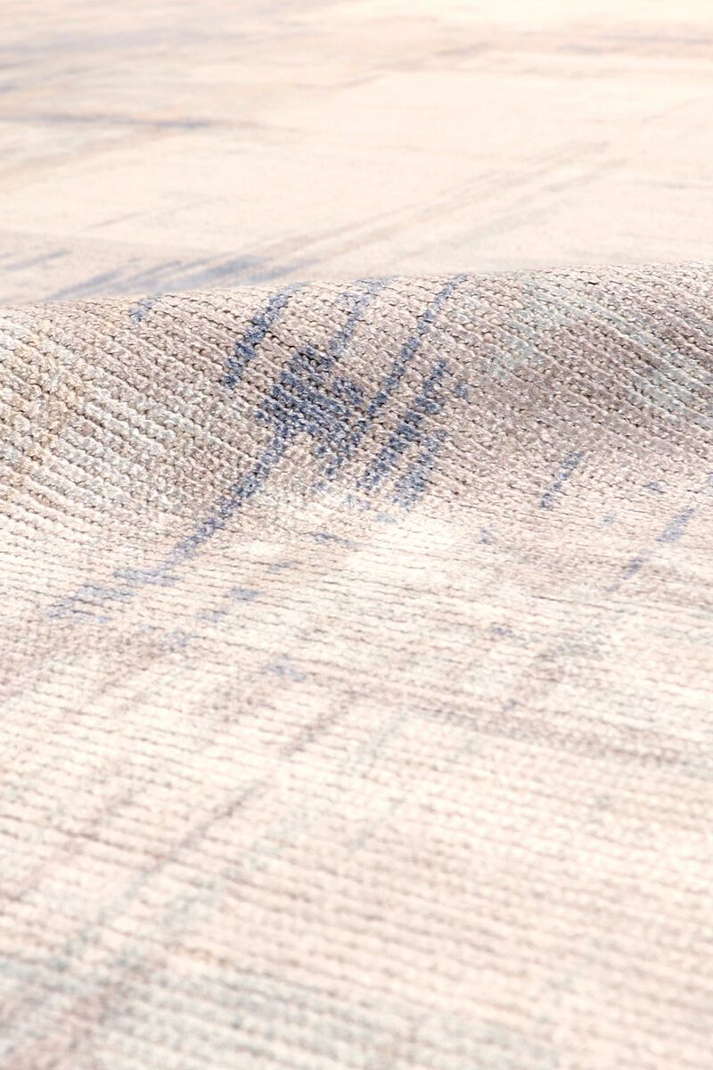 Pasargad Home Modern Hand-Loomed Ivory/Blue Bsilk & Wool Area Rug image number 2