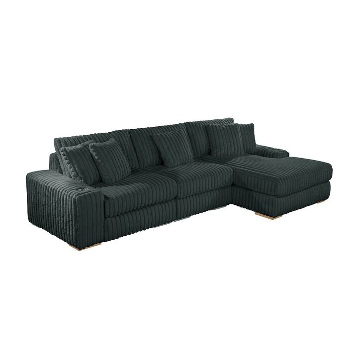 Best Quality Furniture 3 piece Dark grey reversible sectional with cupholders and USB ports