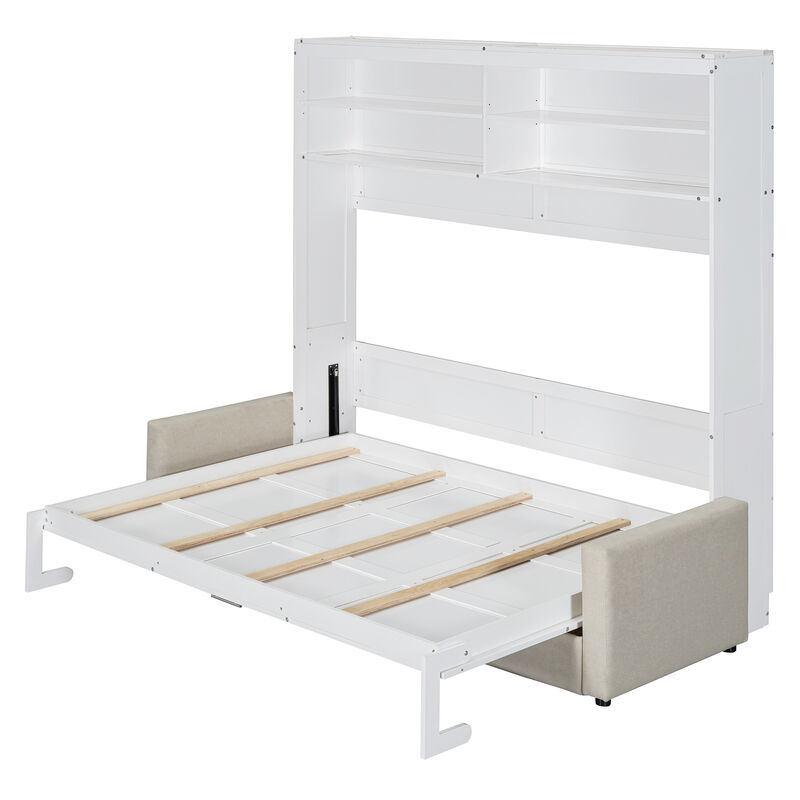 Whisen Queen Size Murphy Bed Wall Bed with Sofa
