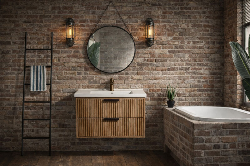 Diego 30" Floating Bathroom Vanity Weathered Fir image number 2