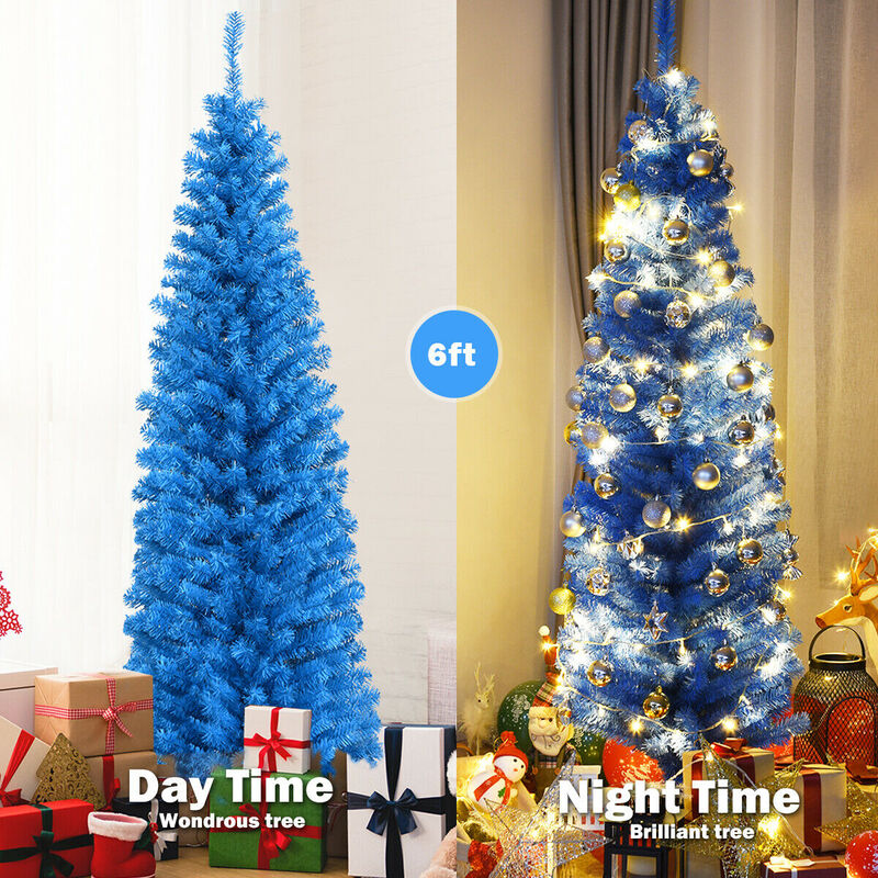 Unlit Artificial Christmas Halloween Pencil Tree with Metal Stand