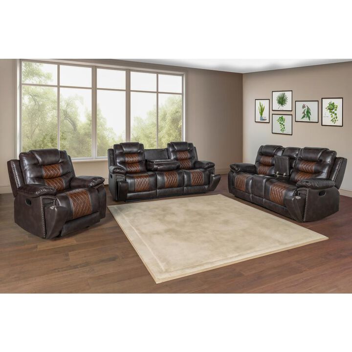 New Classic Furniture Nikko Console Loveseat W/ Dual Recliners-Brown