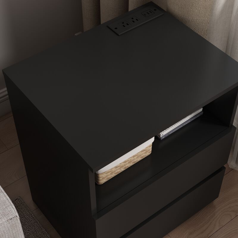 GOODSILO Set of 2 Practical End Tables with Fast USB C Charging Station, Sofa Side Tables with 2 Drawers & Large Storage for Living Room, Bedroom, Office image number 9