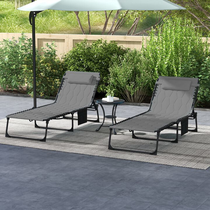 Hivvago Folding Sun Lounger with Adjustable Back - Set of 2