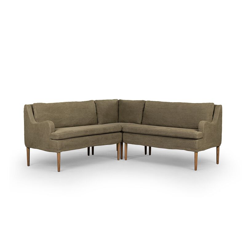 Aurelia 76" Broadway Olive L-Shaped Dining Banquette